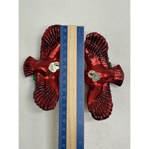 2 Old World Christmas 2006 Red  Cardinal Glass Ornaments Christmas Flying - Picture 7 of 15